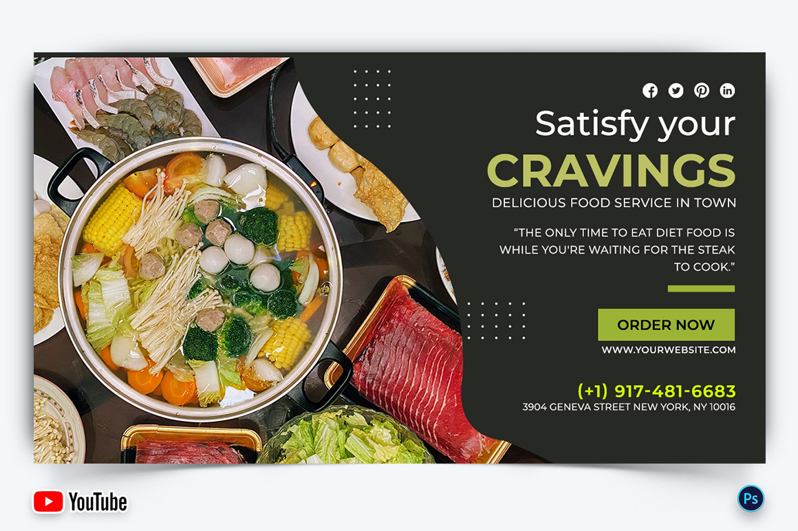 Restaurant and Food YouTube Thumbnail Design Template-08