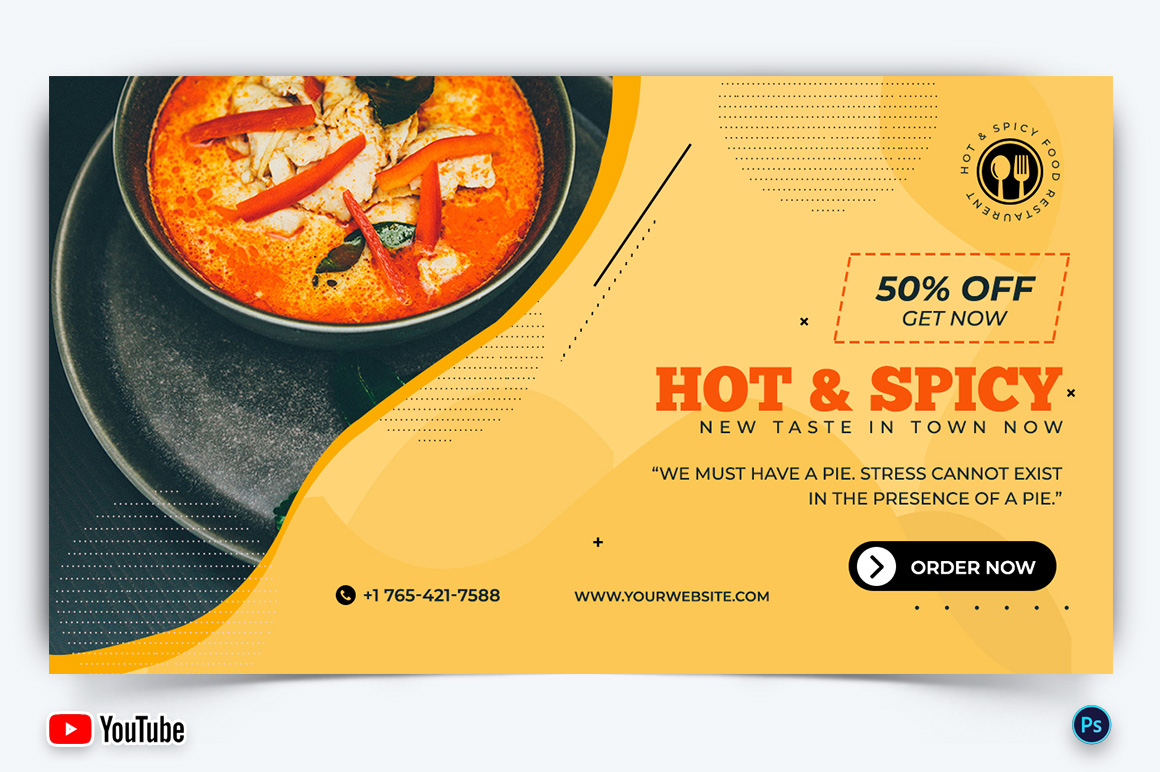 Restaurant and Food YouTube Thumbnail Design Template-10