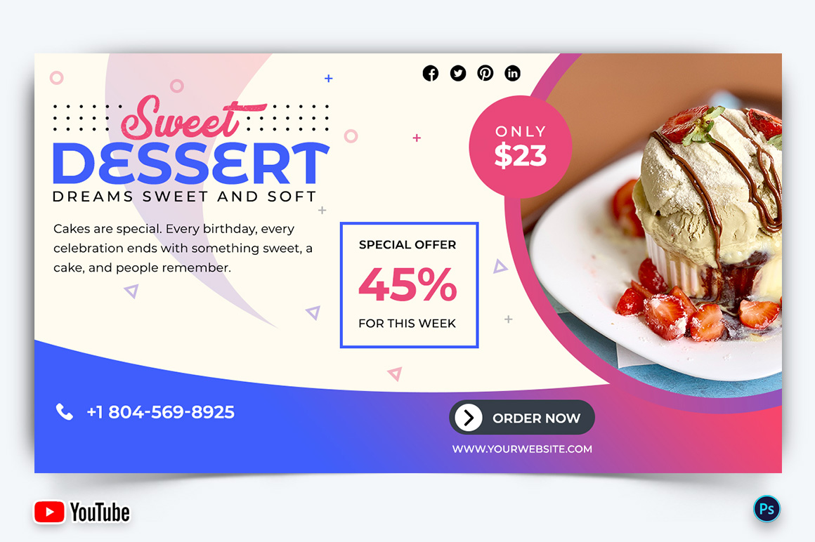 Restaurant and Food YouTube Thumbnail Design Template-14