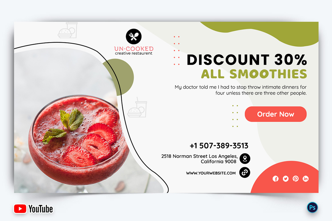 Restaurant and Food YouTube Thumbnail Design Template-19