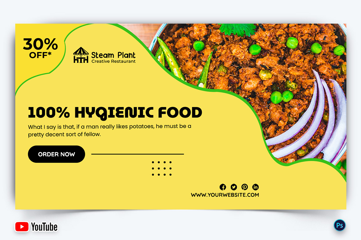 Restaurant and Food YouTube Thumbnail Design Template-29