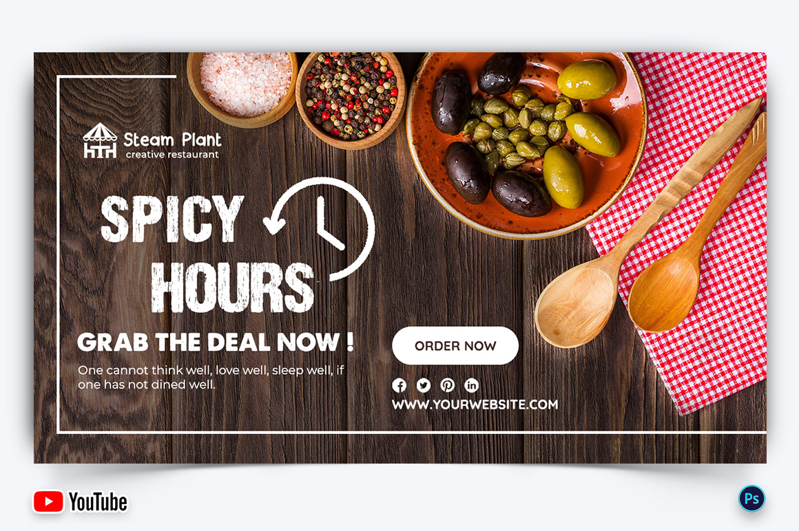 Restaurant and Food YouTube Thumbnail Design Template-32