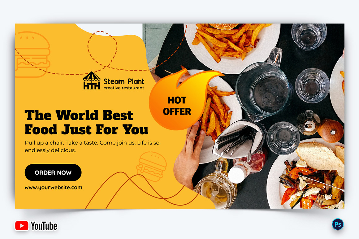 Restaurant and Food YouTube Thumbnail Design Template-26