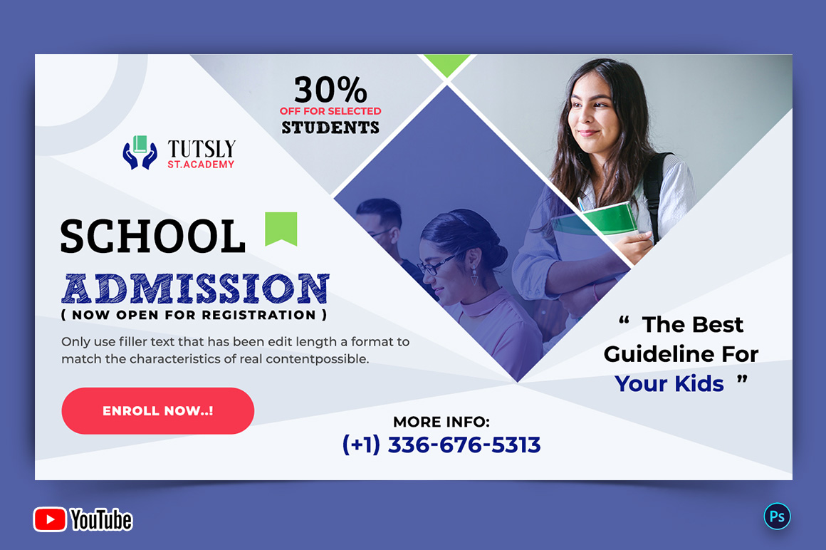 School Admission YouTube Thumbnail Design Template-01