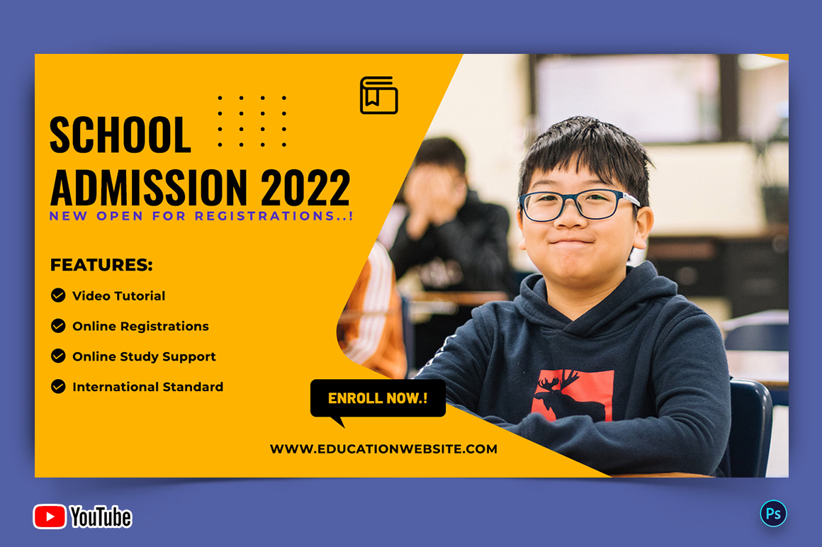 School Admission YouTube Thumbnail Design Template-17