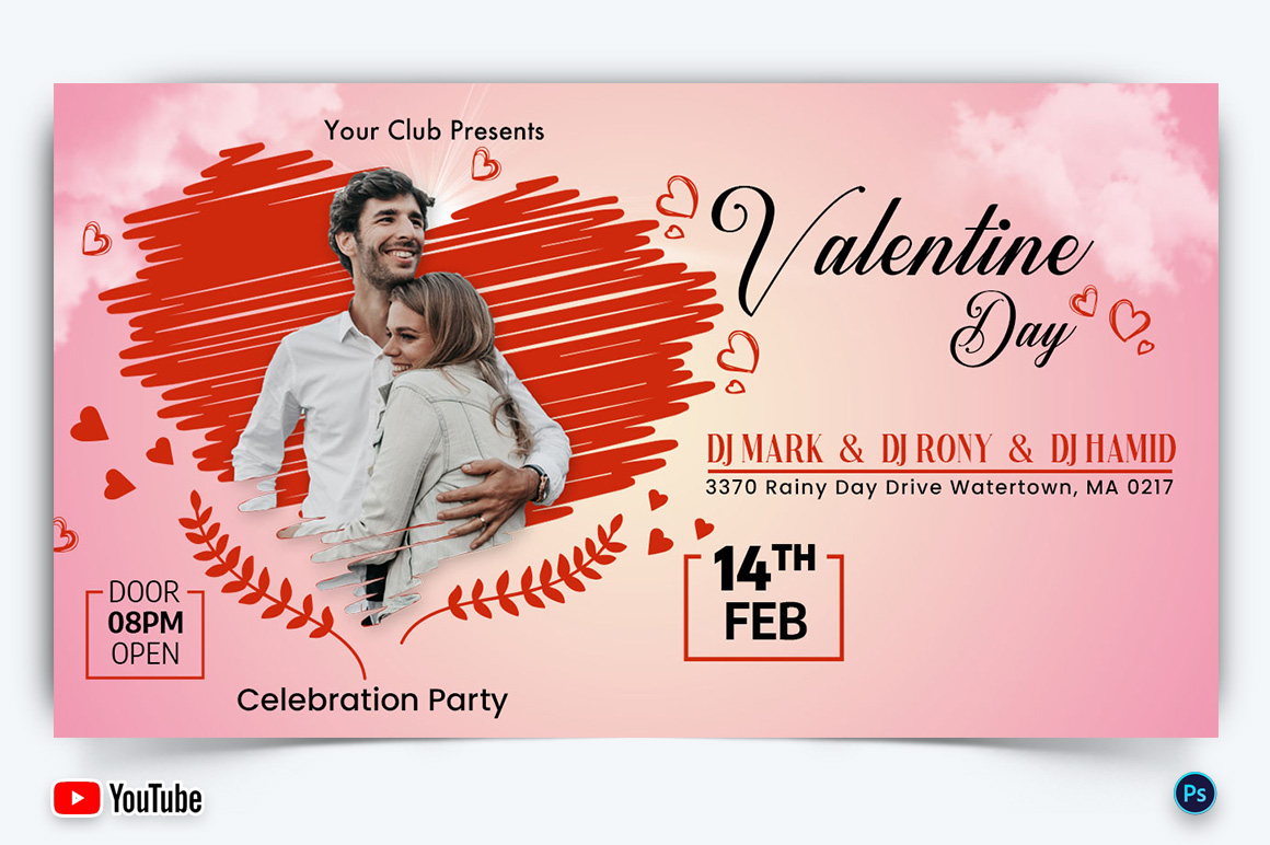 Valentine Day YouTube Thumbnail Design Template-01