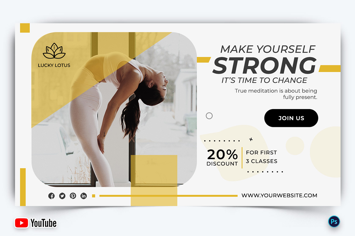 Yoga and Meditation YouTube Thumbnail Design Template-29