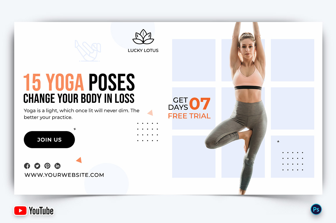 Yoga and Meditation YouTube Thumbnail Design Template-30