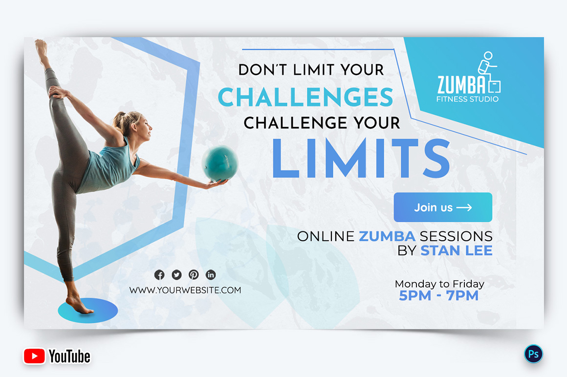 Zumba Dance YouTube Thumbnail Design Template-10