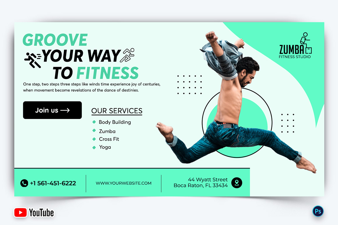 Zumba Dance YouTube Thumbnail Design Template-12