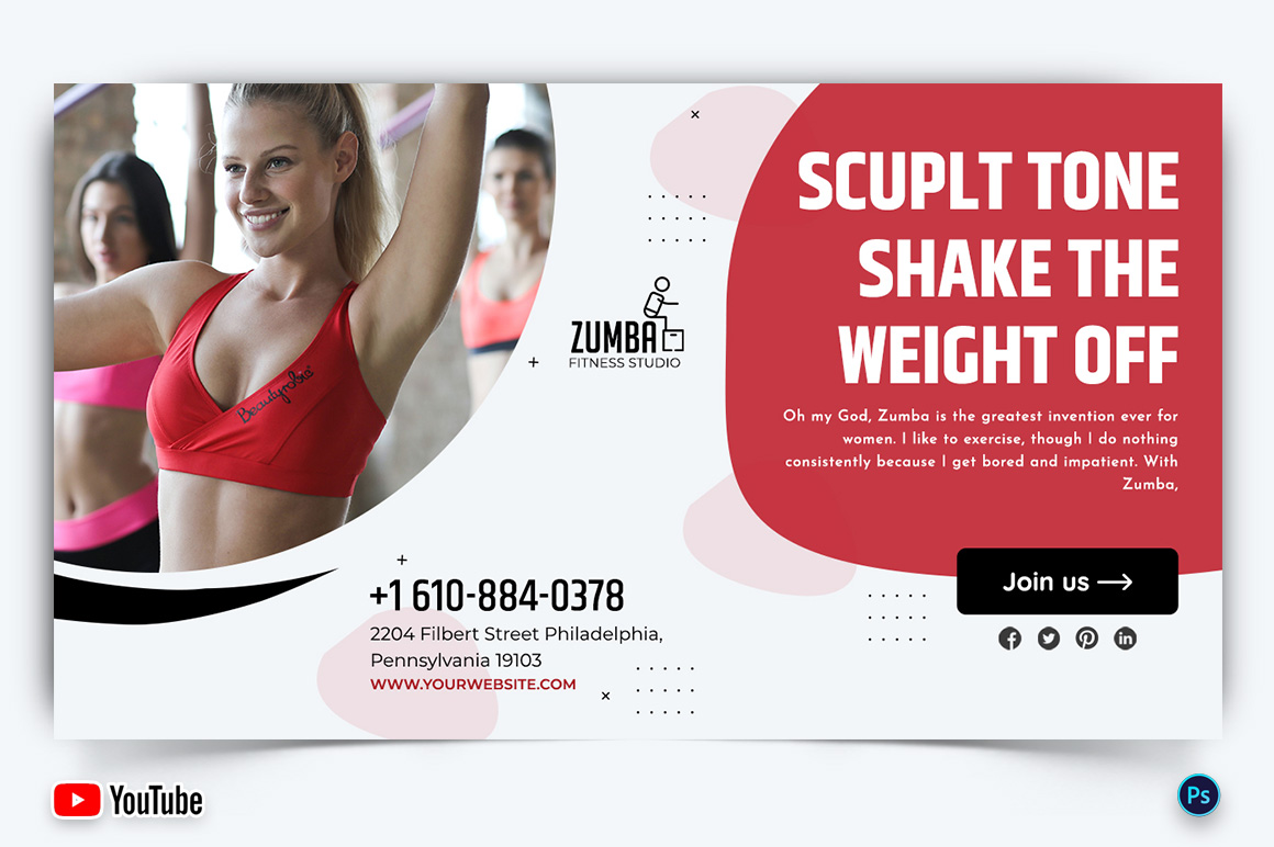 Zumba Dance YouTube Thumbnail Design Template-13