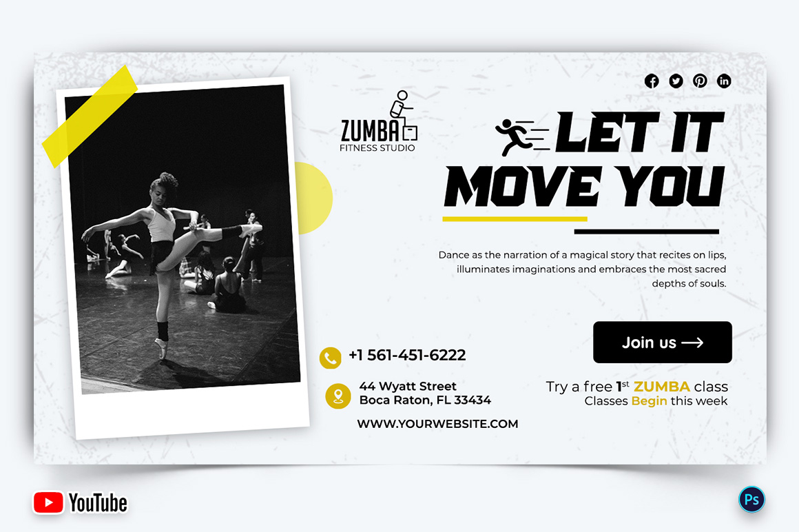 Zumba Dance YouTube Thumbnail Design Template-14