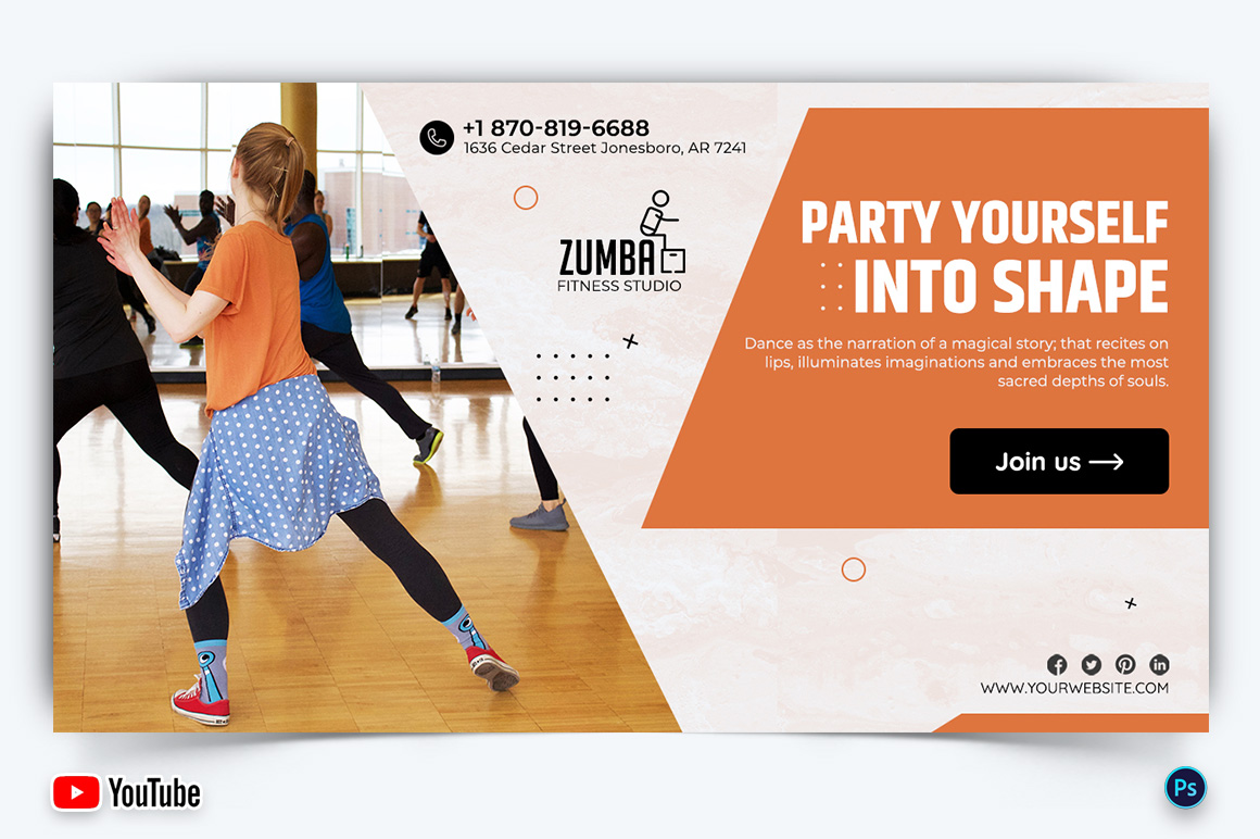 Zumba Dance YouTube Thumbnail Design Template-15