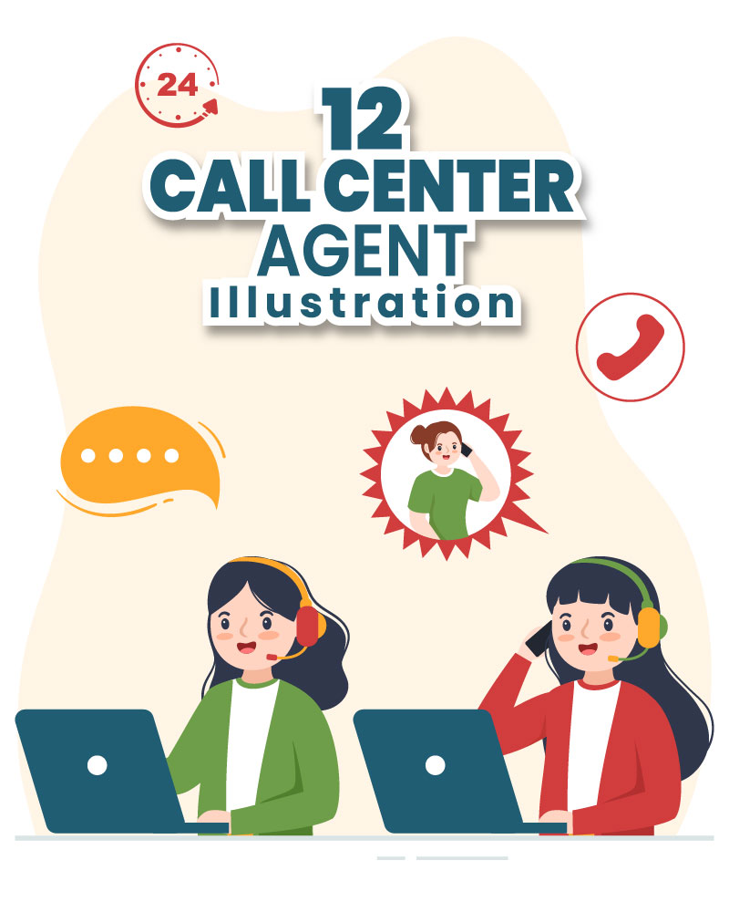 12 Call Center Agent Illustration