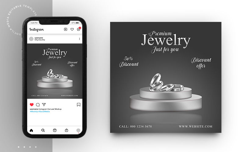 New Jewelry Promotion Social Media Instagram Post Template