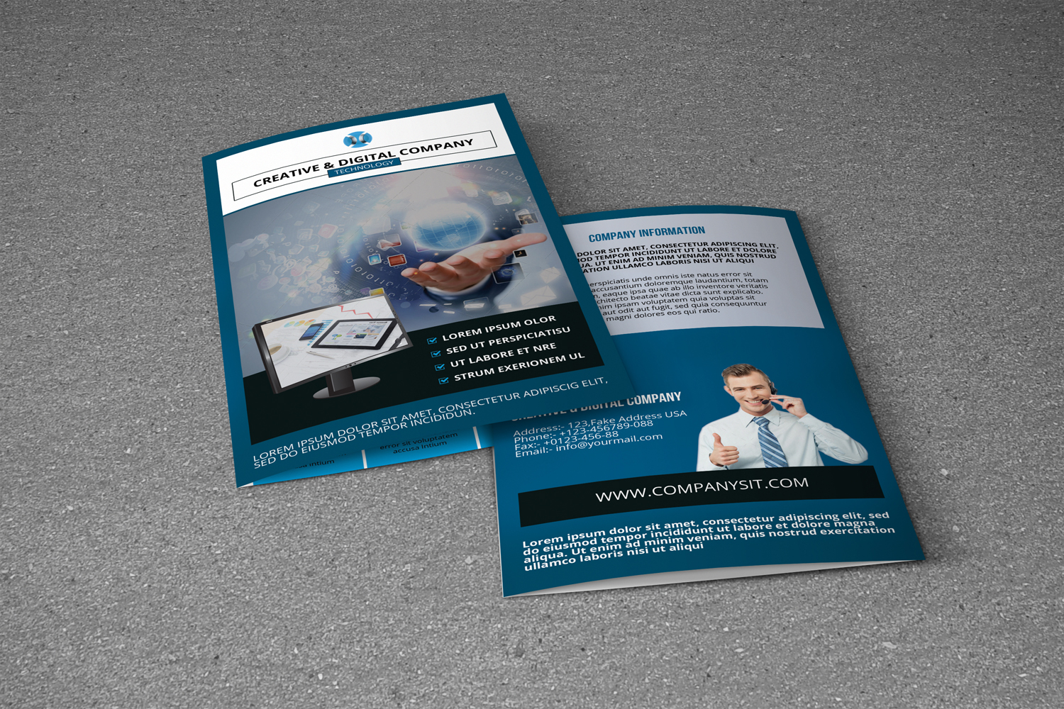 Printable Corporate Bifold Brochure Template