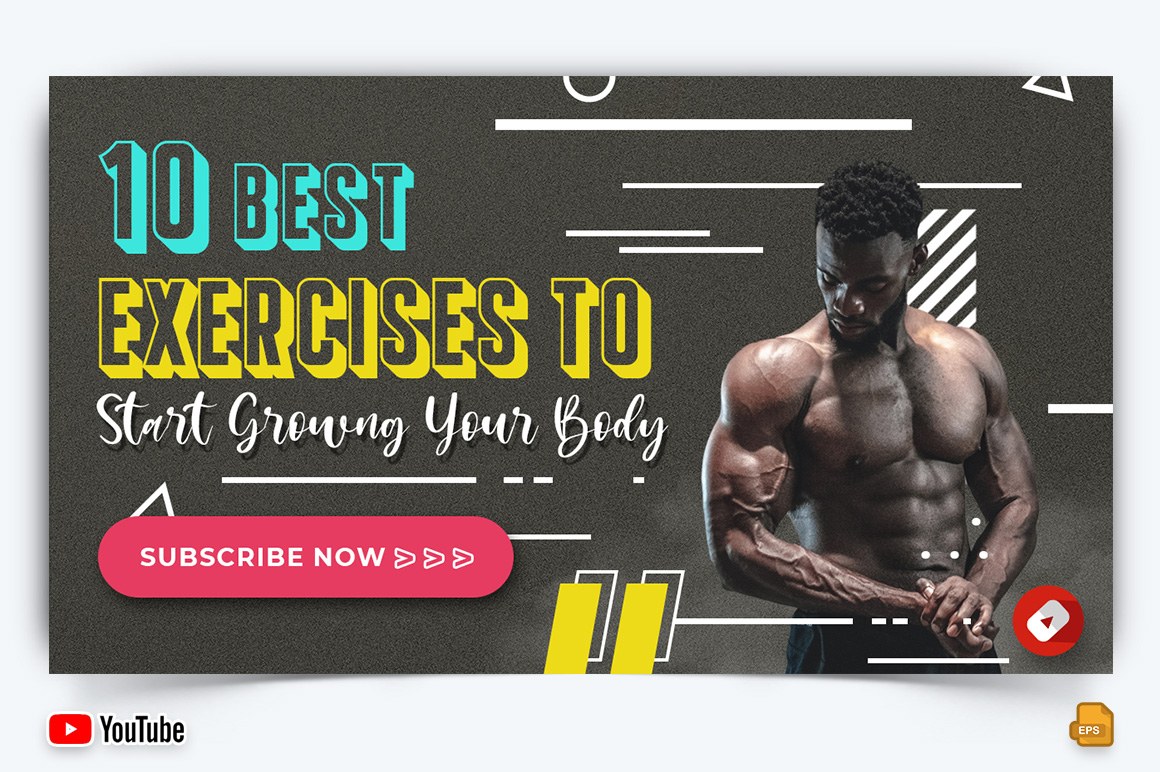 Gym and Fitness YouTube Thumbnail Design -003