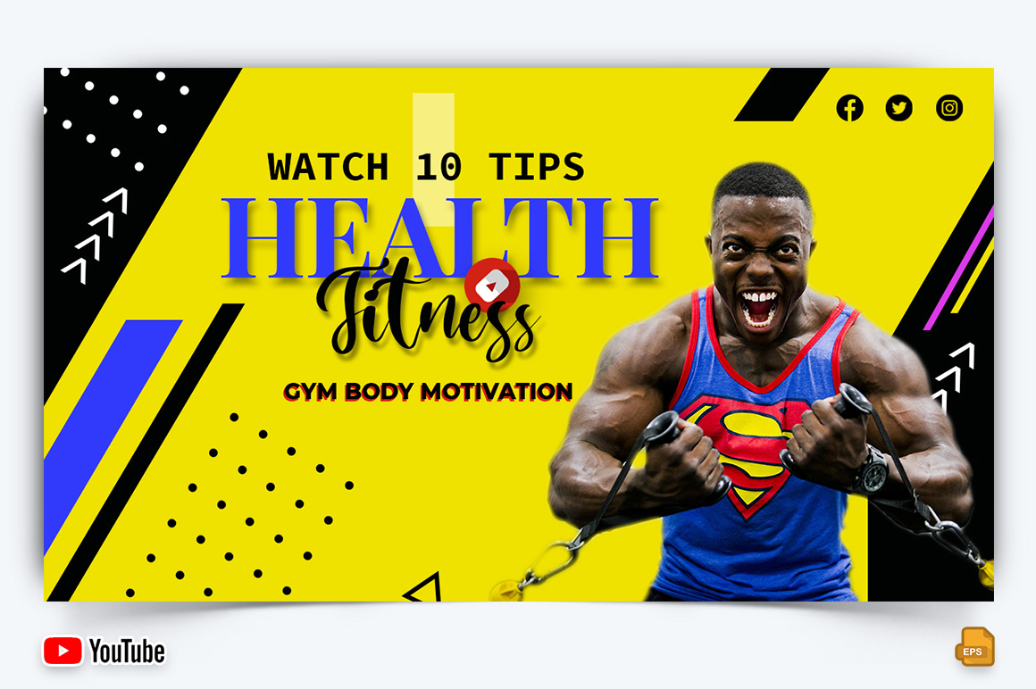 Gym and Fitness YouTube Thumbnail Design -004