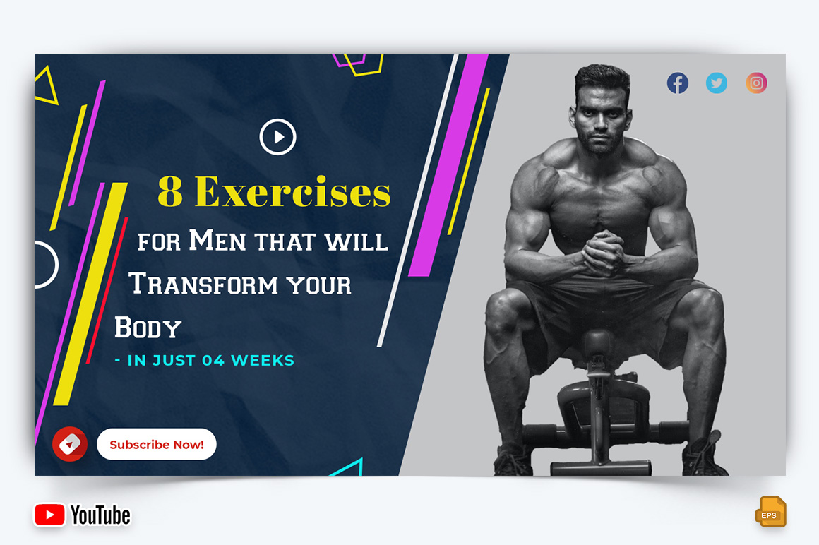 Gym and Fitness YouTube Thumbnail Design -006