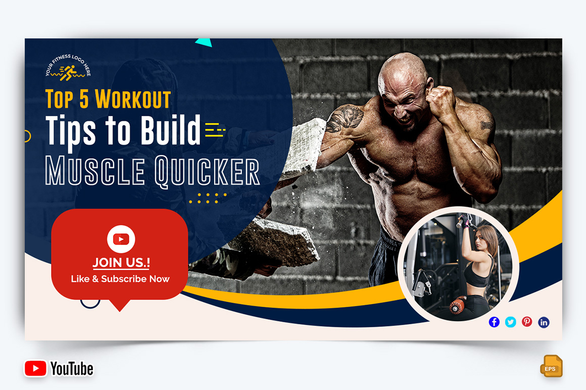 Gym and Fitness YouTube Thumbnail Design -007