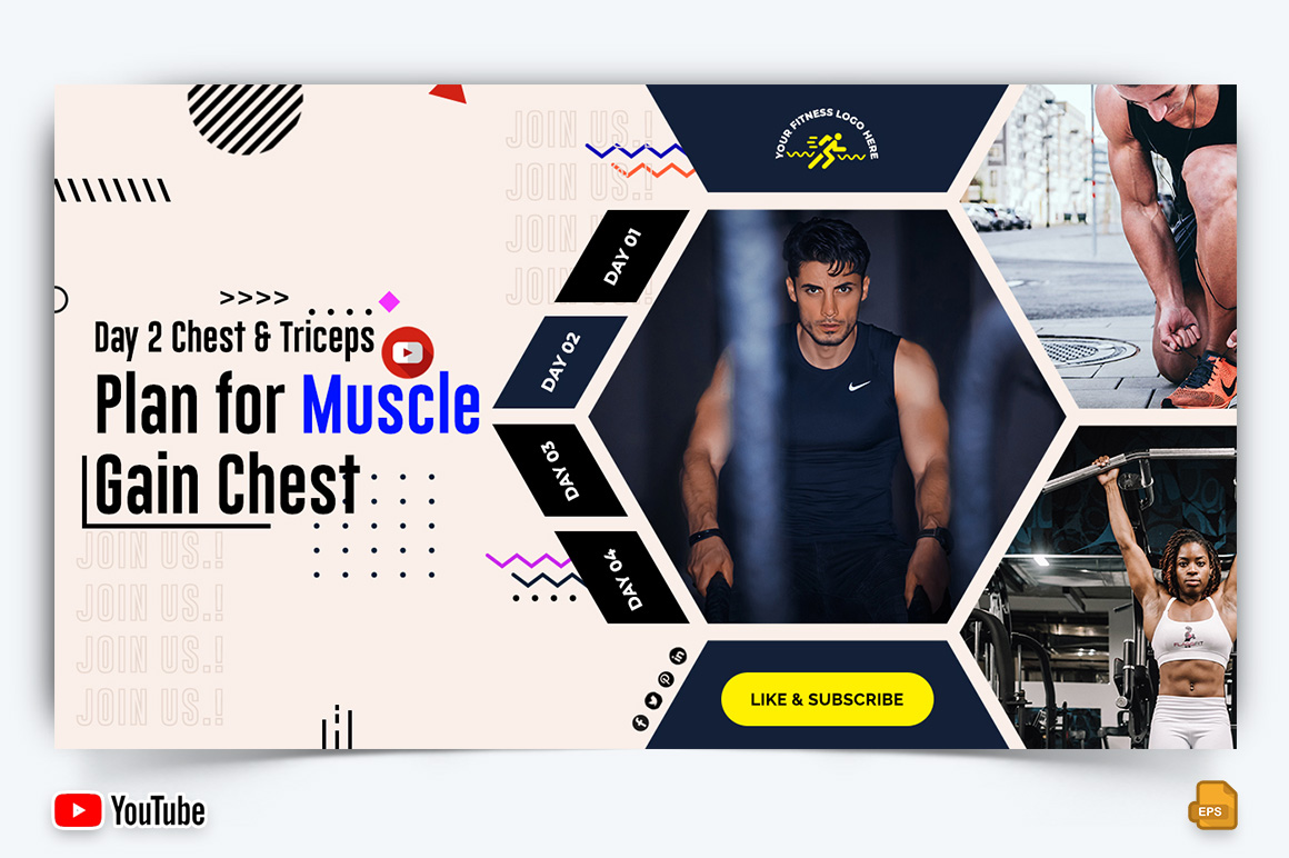 Gym and Fitness YouTube Thumbnail Design -015