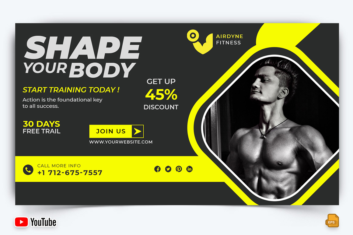 Gym and Fitness YouTube Thumbnail Design -029