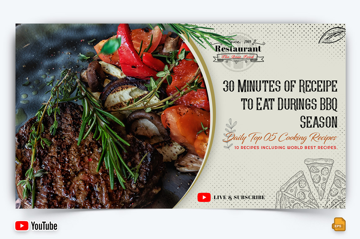 Food and Restaurant YouTube Thumbnail Design -004