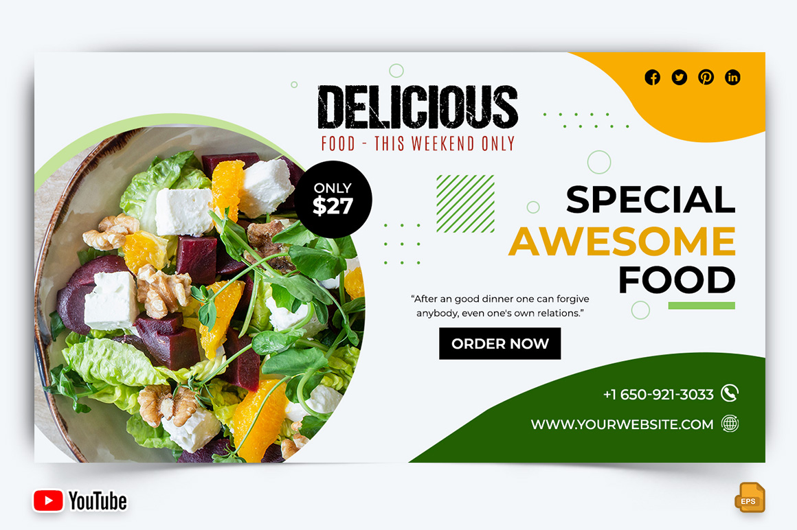 Food and Restaurant YouTube Thumbnail Design -033