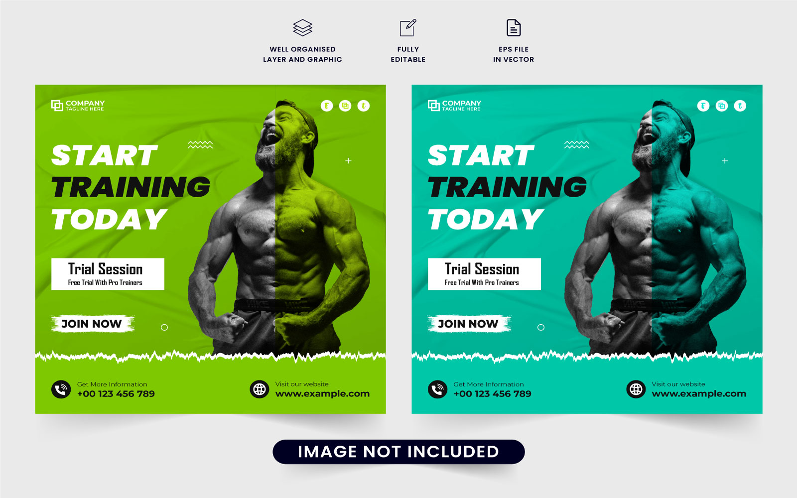 Gym business social media post vector design