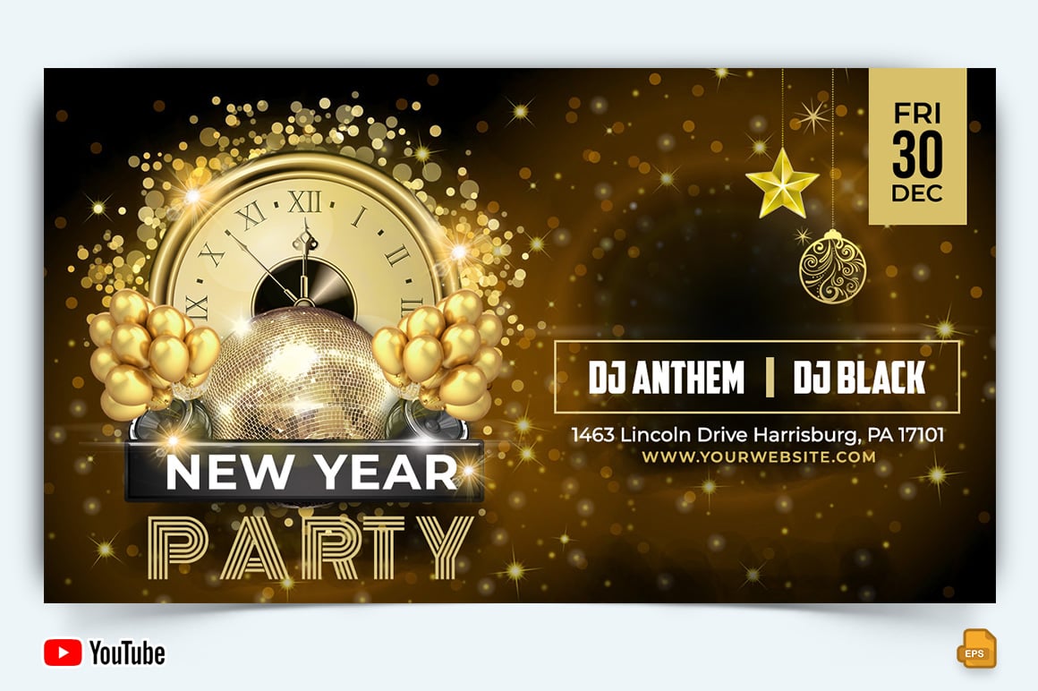 New Year Party YouTube Thumbnail Design -002