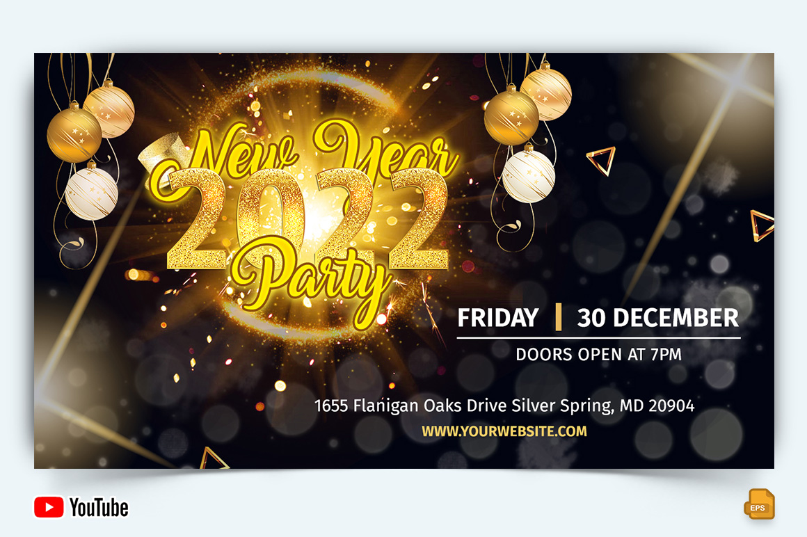 New Year Party YouTube Thumbnail Design -003