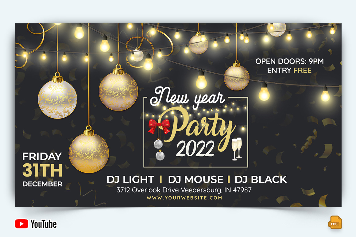 New Year Party YouTube Thumbnail Design -006