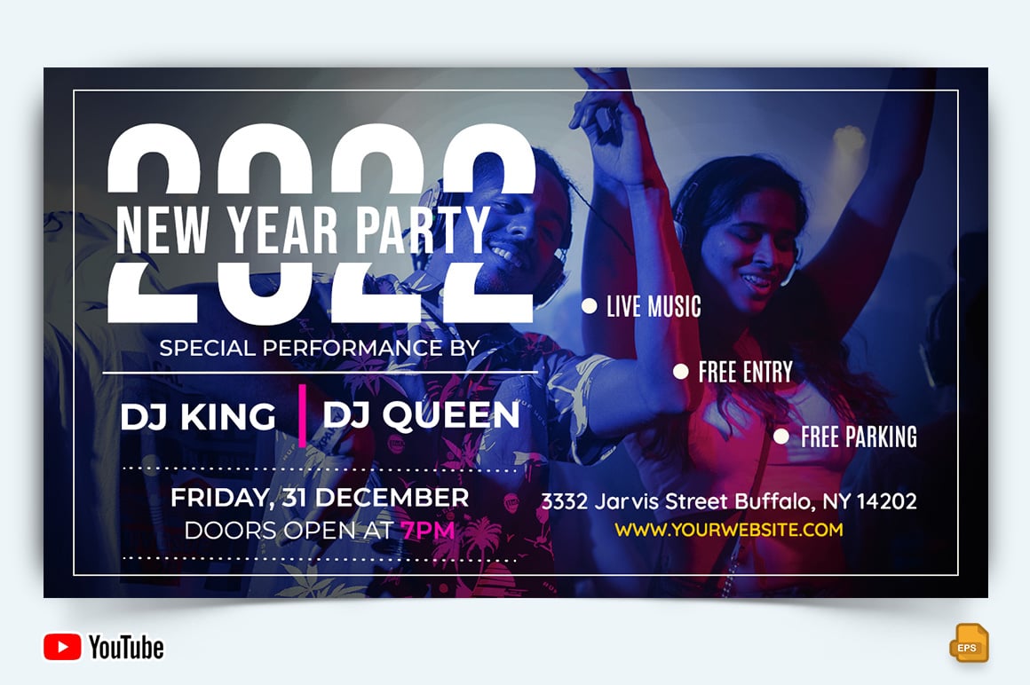 New Year Party YouTube Thumbnail Design -007