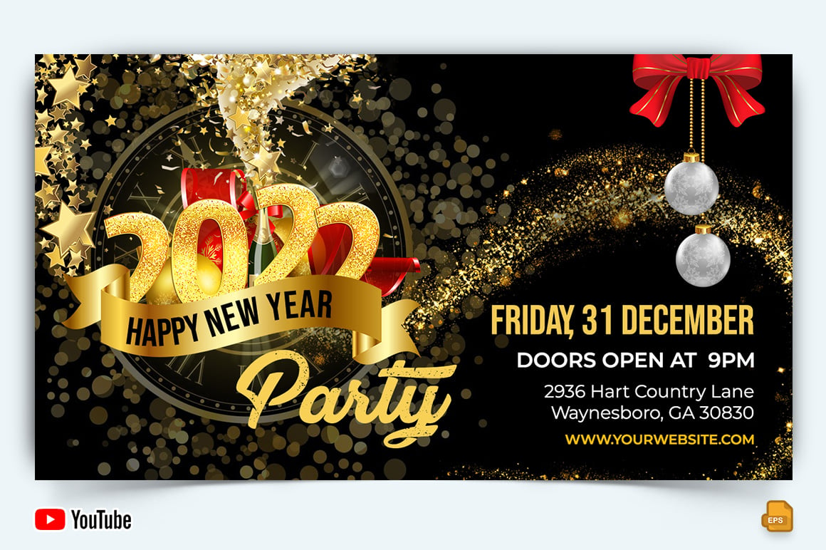 New Year Party YouTube Thumbnail Design -008