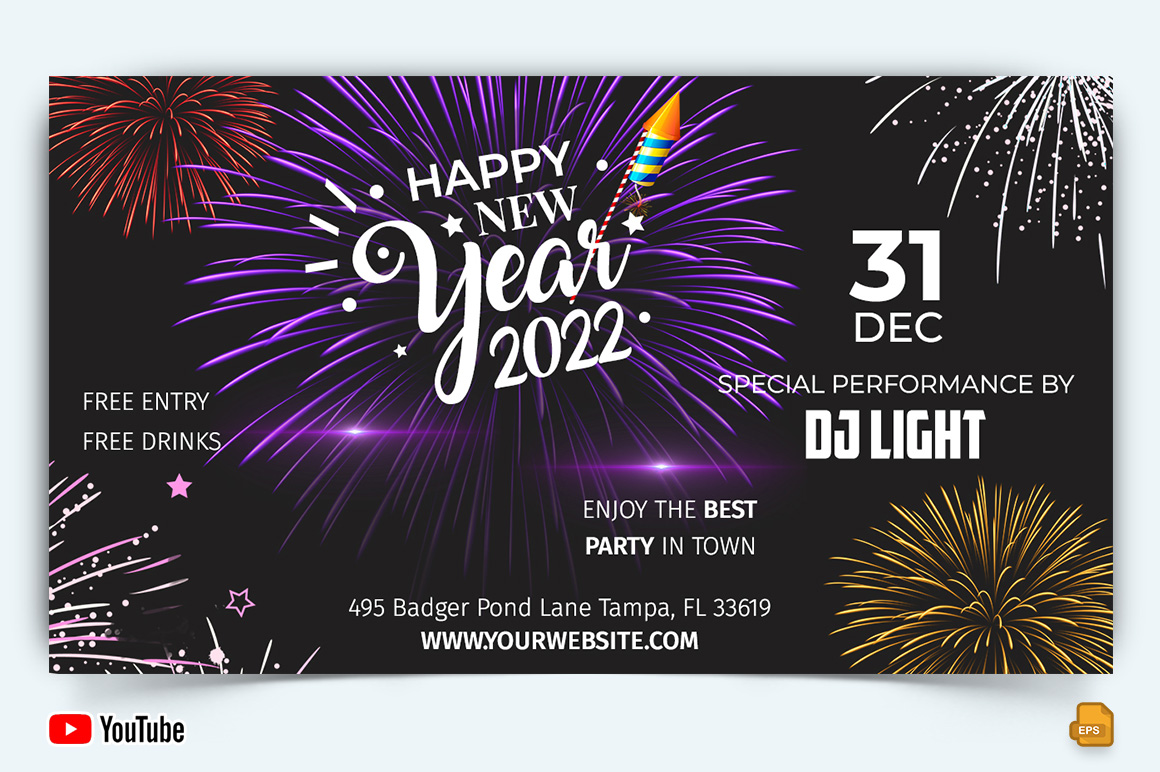 New Year Party YouTube Thumbnail Design -009