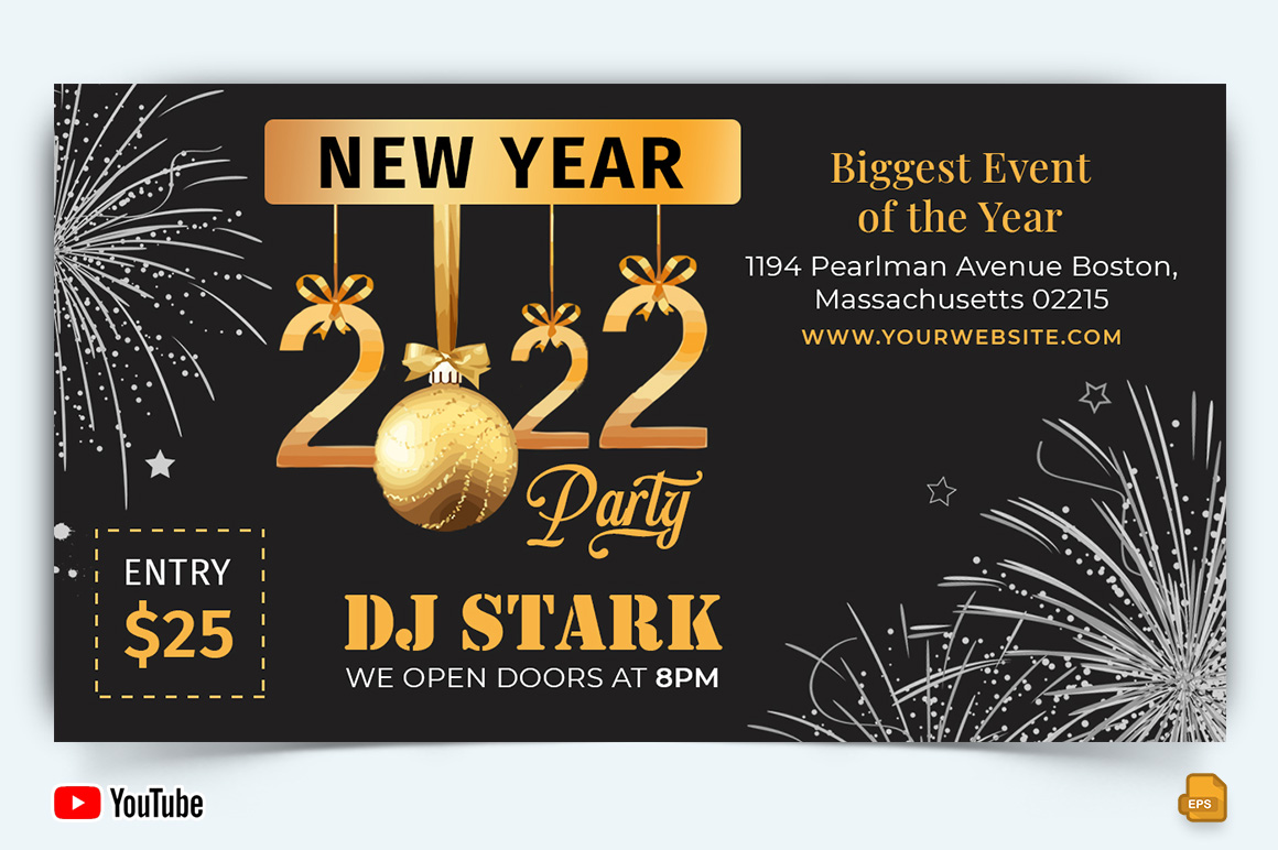 New Year Party YouTube Thumbnail Design -014