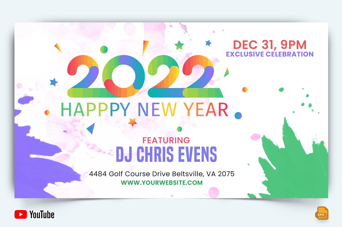 New Year Party YouTube Thumbnail Design -016