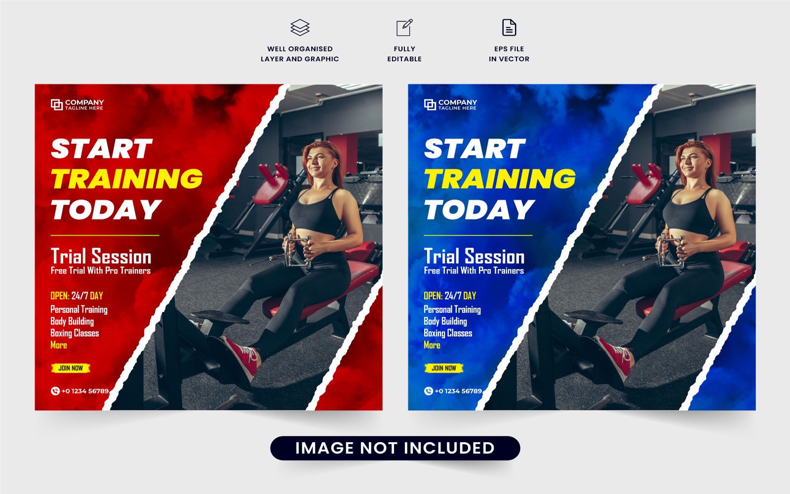 Fitness gym workout template vector
