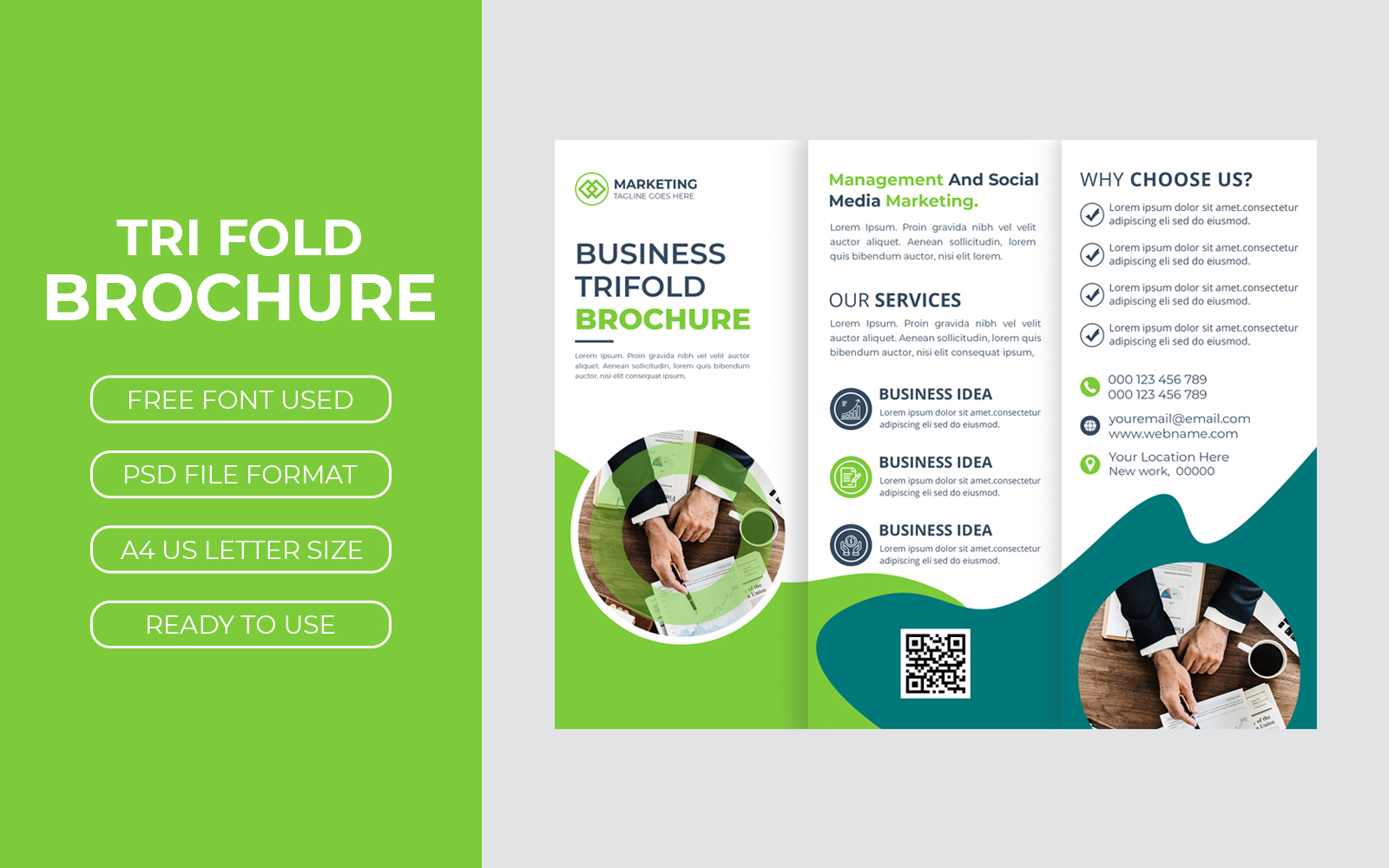 Corporate Trifold Brochure Template with Image