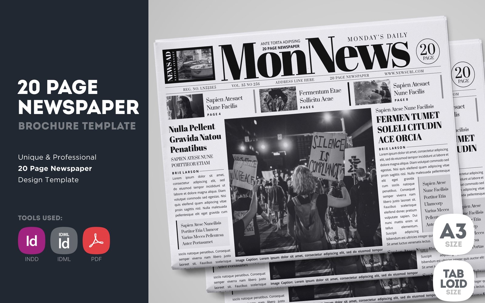 Retie - 20 Page Newspaper Design Template