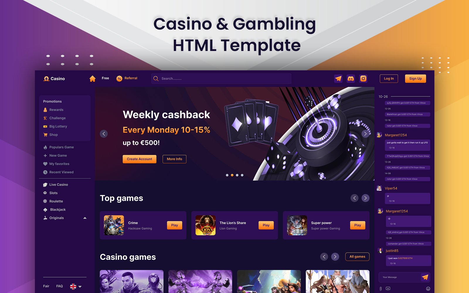 Online Casino Games Template