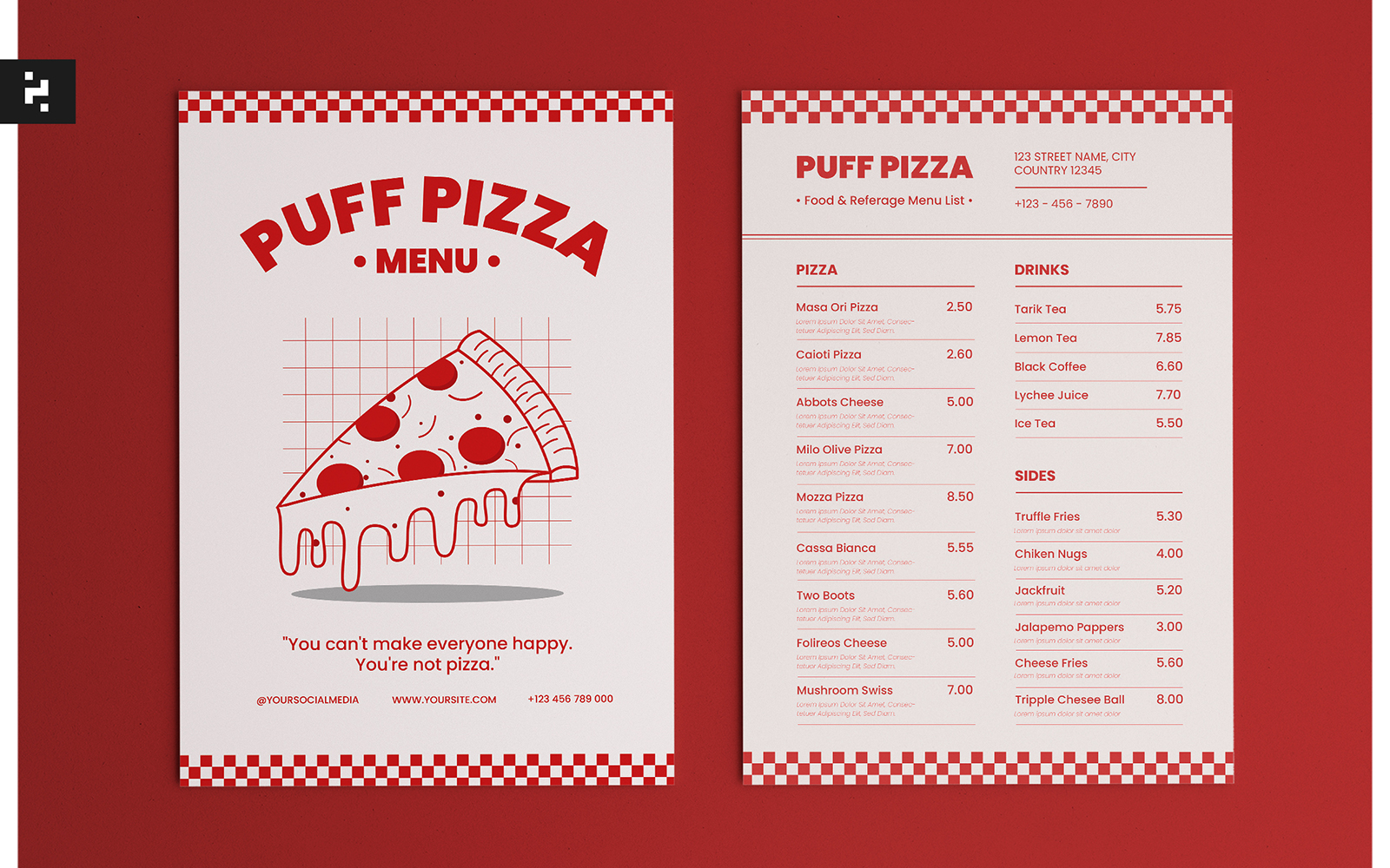 Vintage Pizza Menu Template