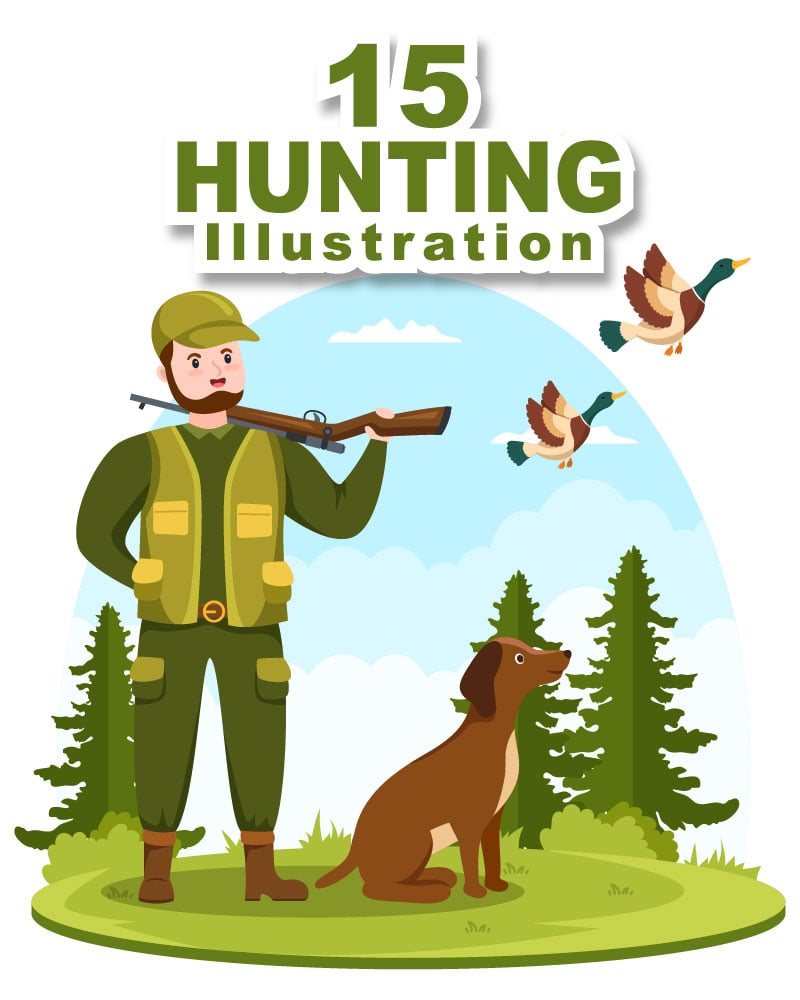 15 Wild Animals Hunting Illustration