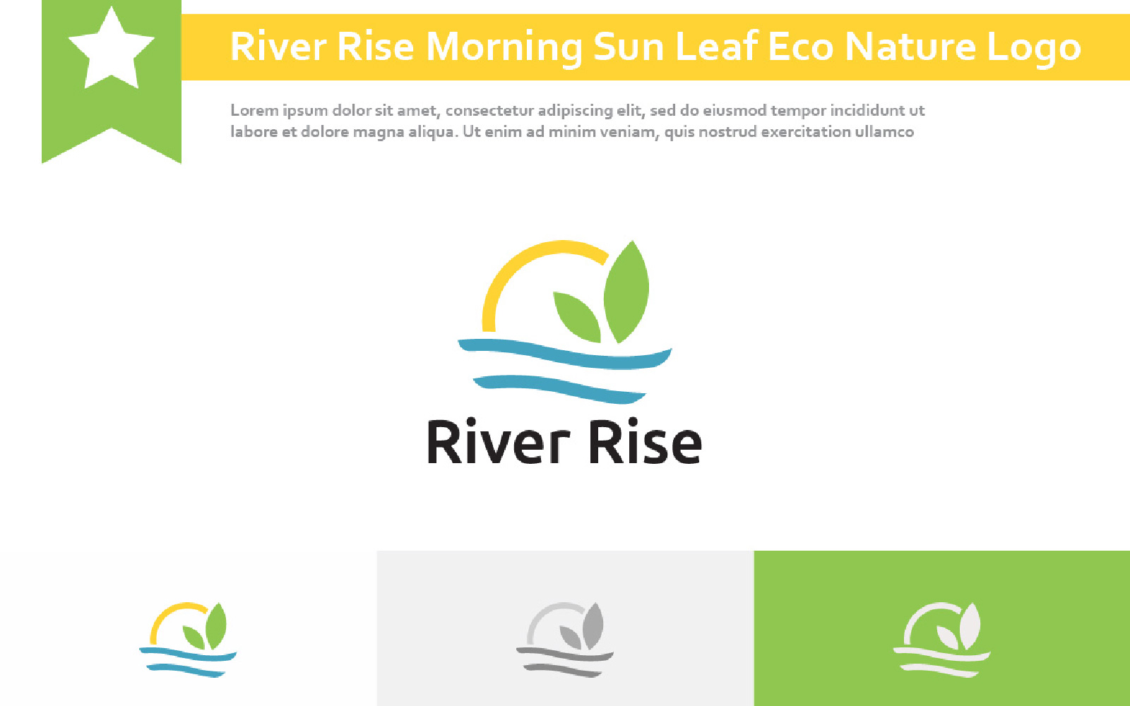 River Rise Morning Sun Leaf Eco Nature Simple Logo