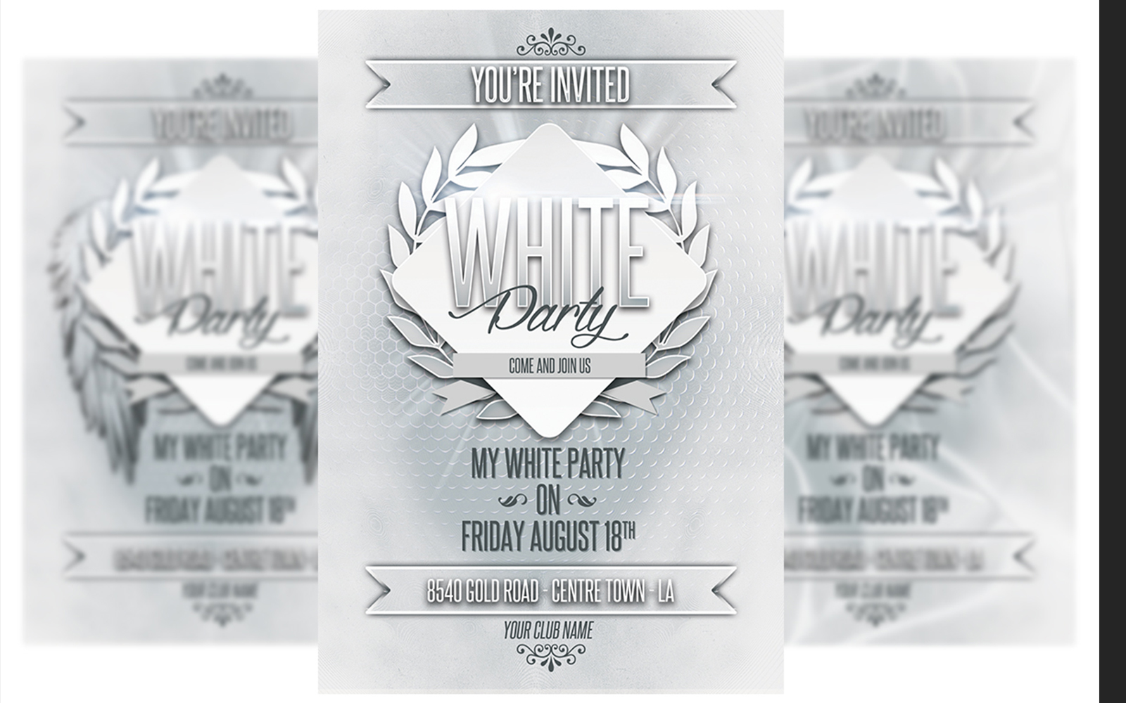 White Party Invitation - Flyer Template