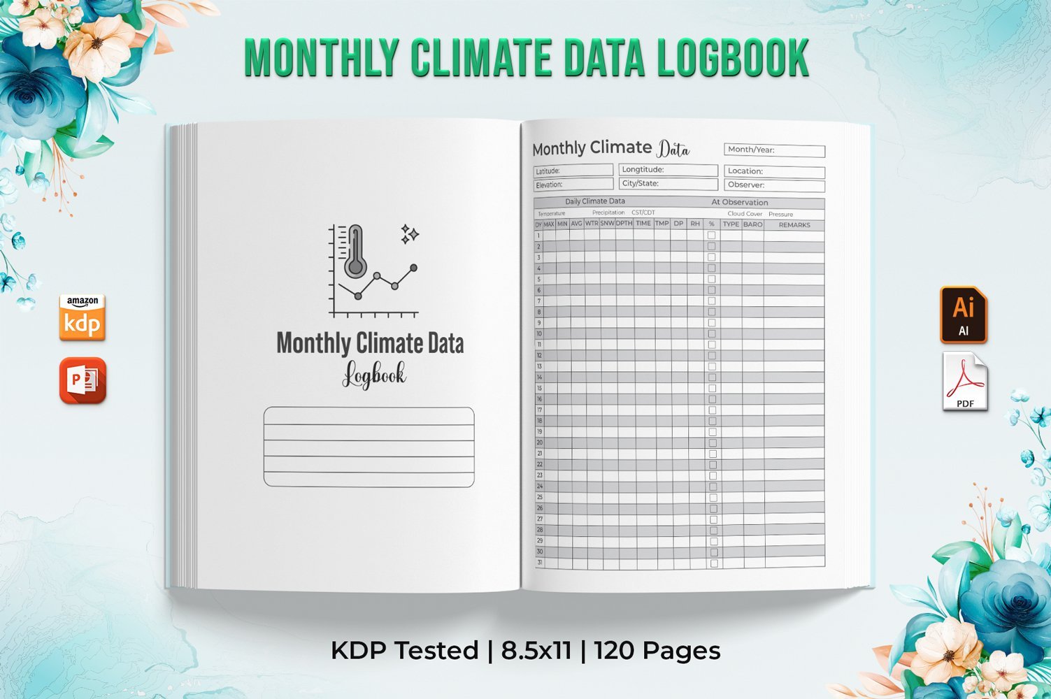 Monthly Climate Data Log Book - KDP Interior