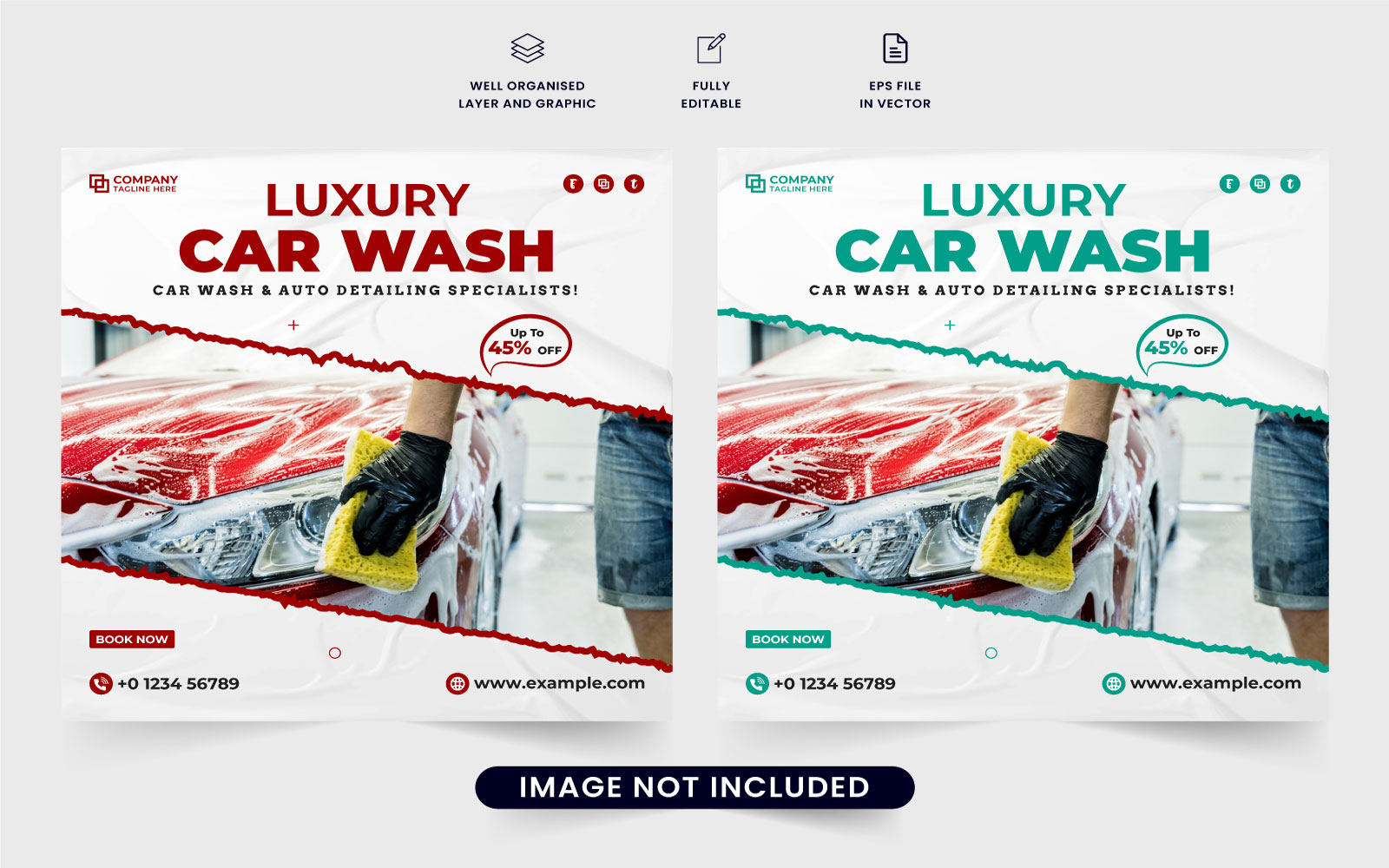 Vehicle washing service template vector