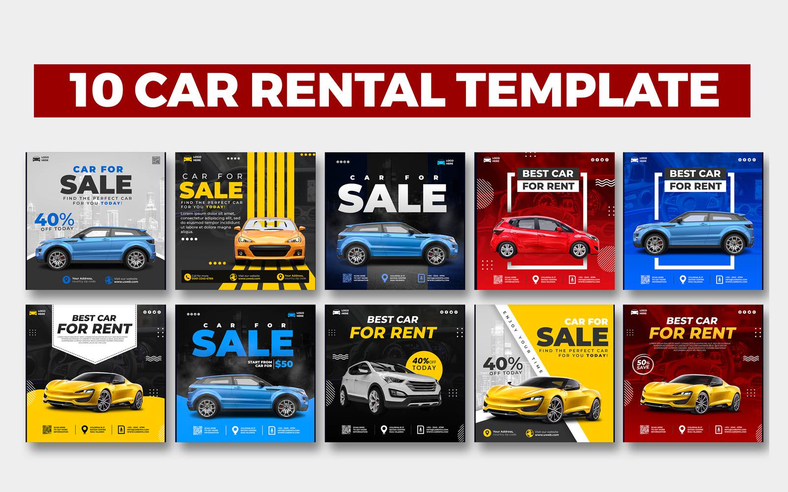 10 Car Rental Social Media Templates