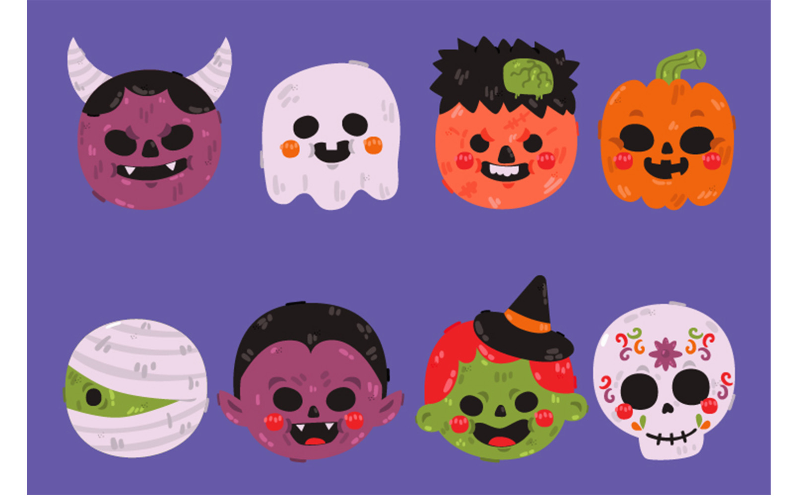 Halloween Masks Elements Illustration