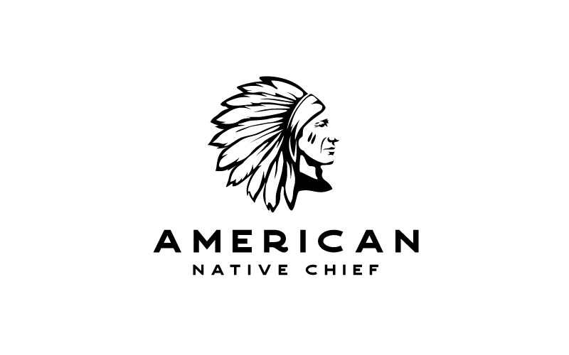 American Native Indian Chief Headdress Logo Design Inspiration